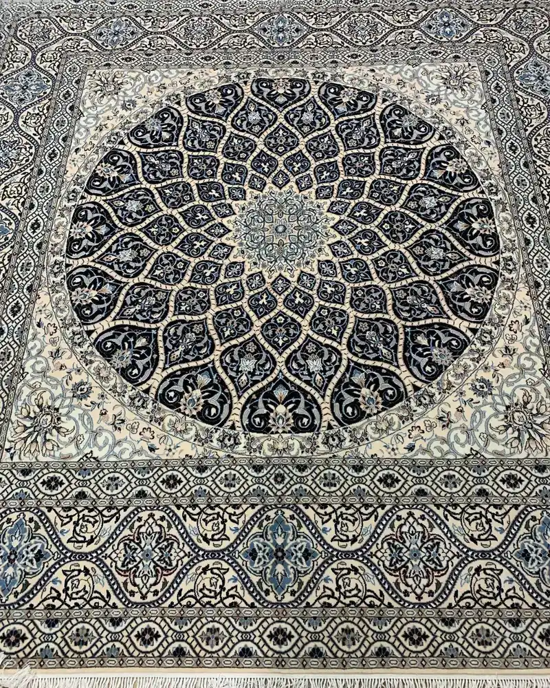 Isfahan Persian Handmade Carpet — Midnight Gonbad Radial Medallion — 210 × 210 cm, PRR-IS-027