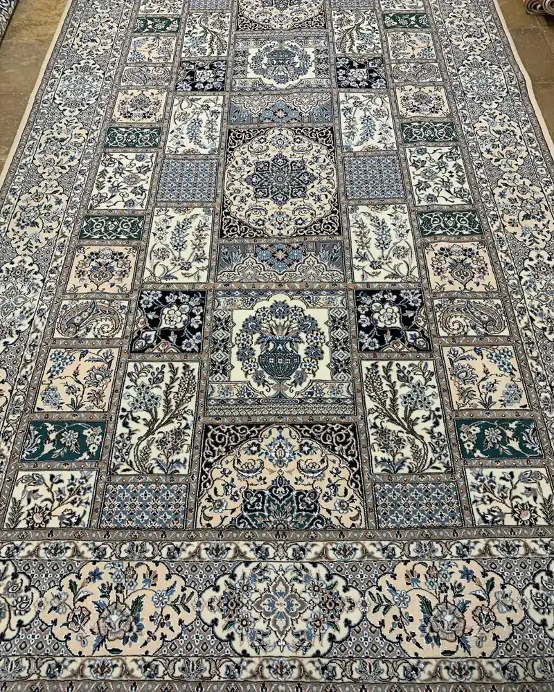Isfahan Persian Handmade Carpet — Ivory Kheshti Garden Compartment — 200 × 310 cm, PRR-IS-028