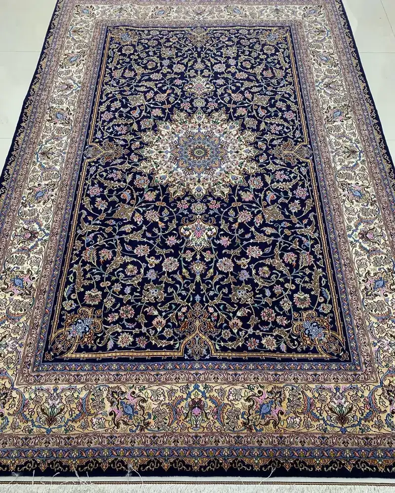 Isfahan Persian Handmade Carpet — Midnight Grand Floral Medallion — 160 × 240 cm, PRR-IS-029