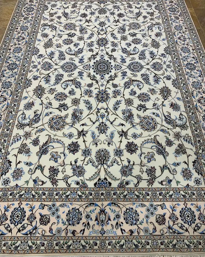 Isfahan Persian Handmade Carpet — Ivory Afshan Allover Floral — 207 × 300 cm, PRR-IS-040