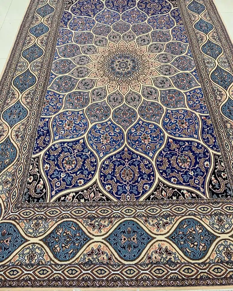 Isfahan Persian Handmade Carpet — Royal Navy Gonbad Radial Medallion — 200 × 300 cm, PRR-IS-059