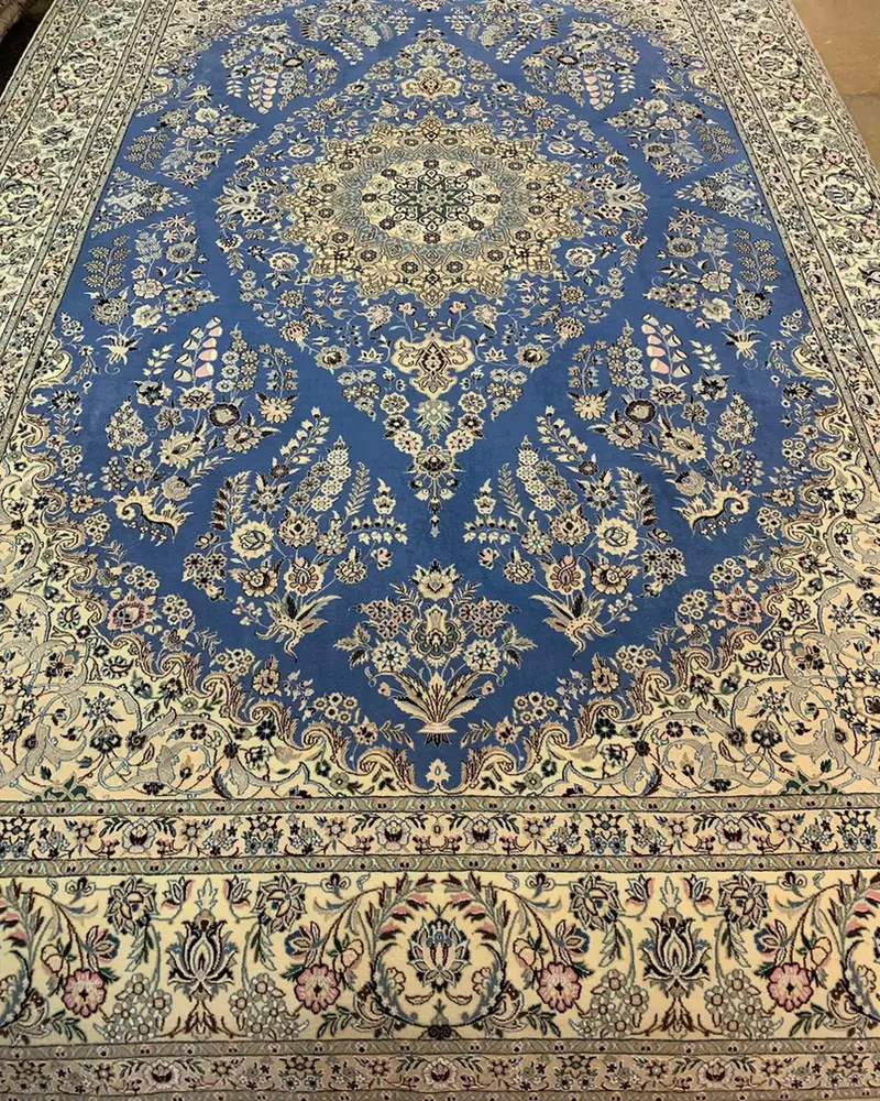 Isfahan Persian Handmade Carpet — Powder Blue Grand Floral Medallion — 200 × 300 cm, PRR-IS-067