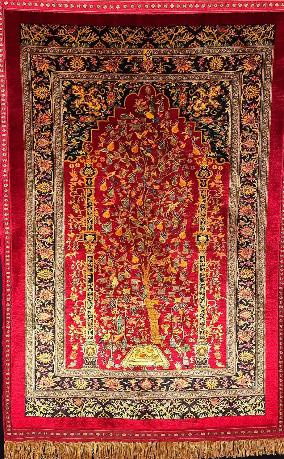 Khorasan Persian Hand-Knotted Silk Carpet, Amoghli, 1.5 m² — PRR-KHN-003