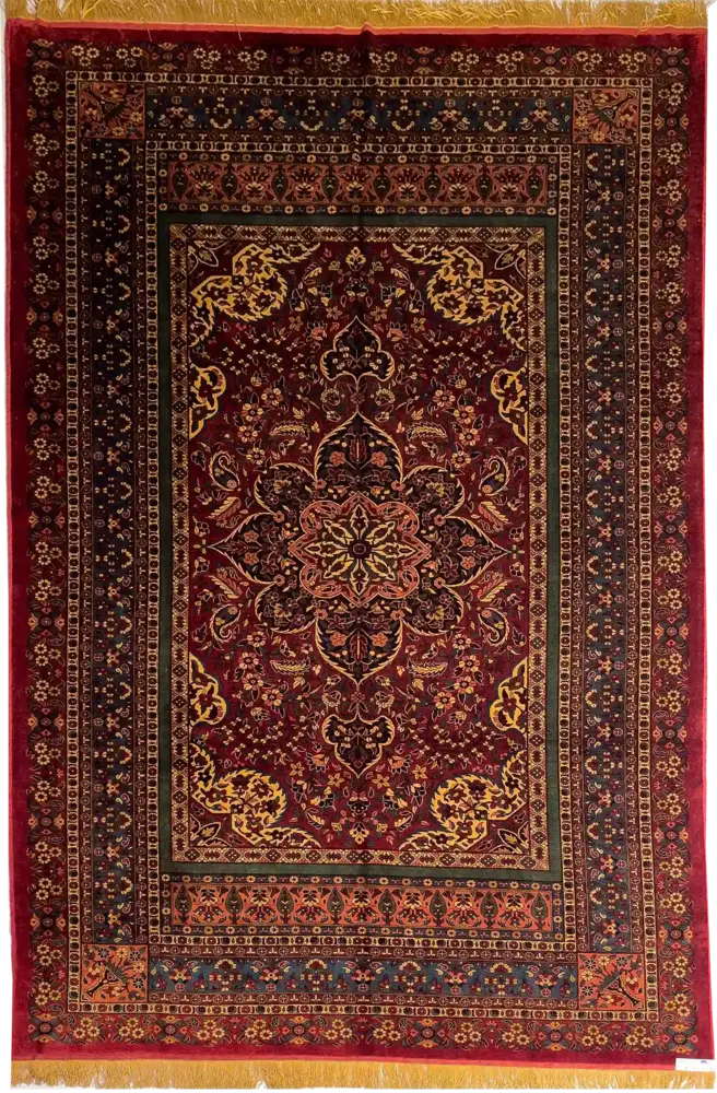 Khorasan Persian Hand-Knotted Silk Carpet Pair, Corner Medallion, 290 × 202 cm — PRR-KHN-021
