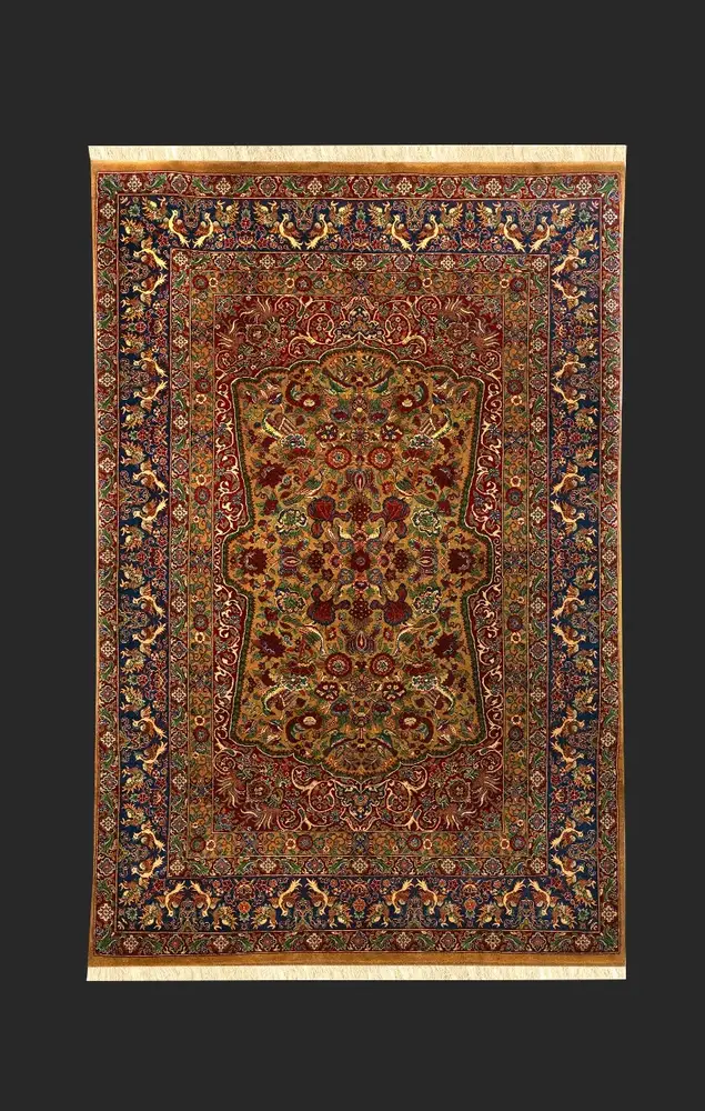 Khorasan Persian Hand-Knotted Wool & Silk Carpet, Royal Court, 200 × 300 cm, PRR-KHN-075 — PRR-KHN-075