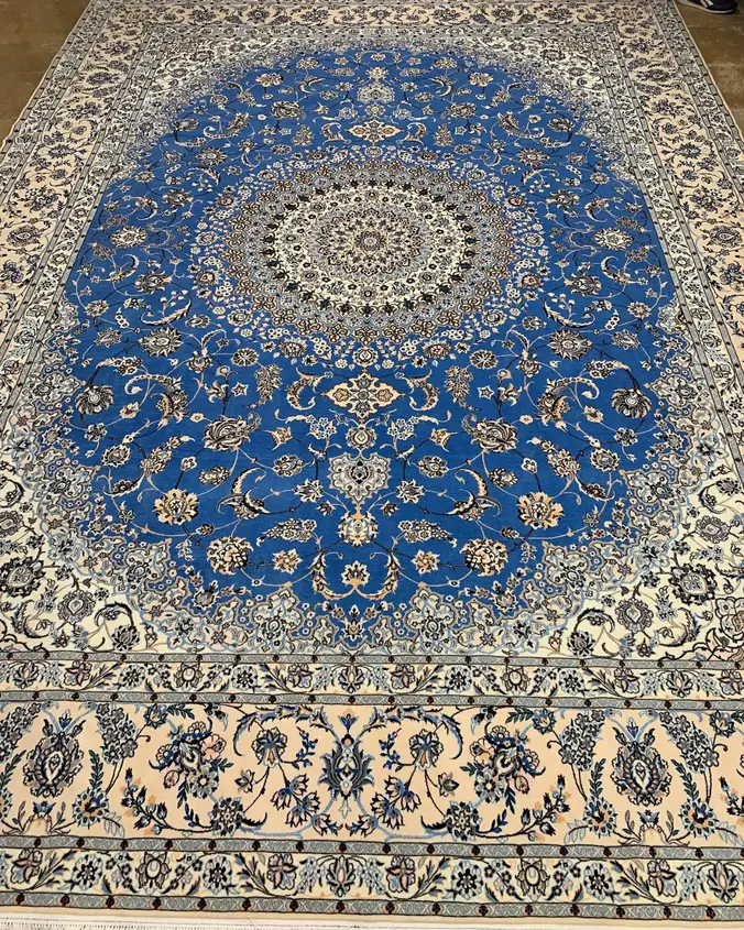 Naein Persian Handmade Carpet — Blue Lachak Toranj — 300 × 400 cm, PRR-NN-019