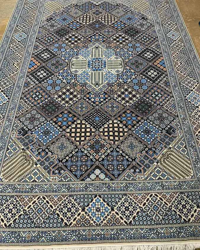Naein Persian Handmade Carpet — Geometric Compartment Medallion — 215 × 375 cm, PRR-NN-025