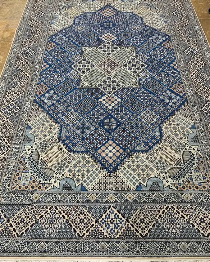 Naein Persian Handmade Carpet — Royal Blue Joshghan Geometric Medallion — 200 × 300 cm, PRR-NN-034