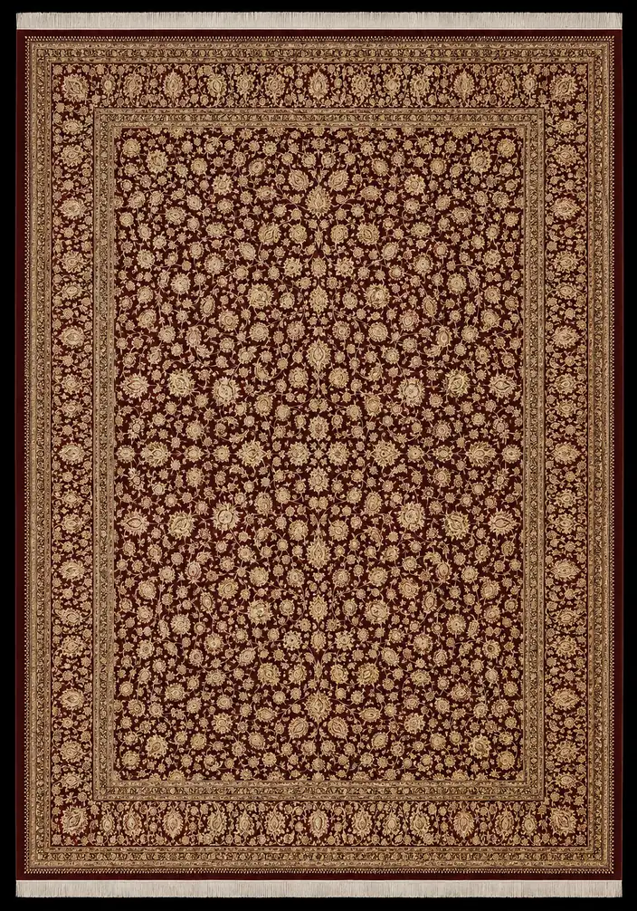 Crimson Shah Abbasi Garden handmade Qom pure silk carpet featuring an immense all-over field of Shah Abbasi blossoms and refined scrolling arabesques
