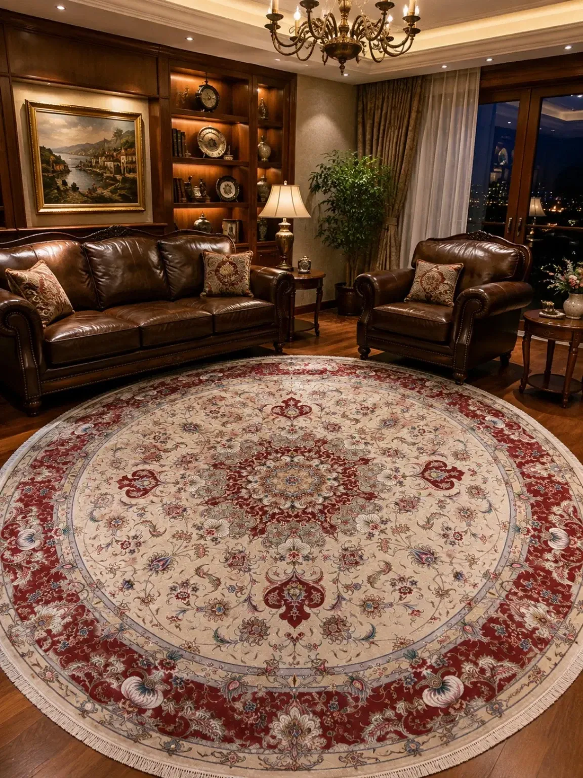 Imperial Ruby Blossom Round Rug — PRR-RR-011